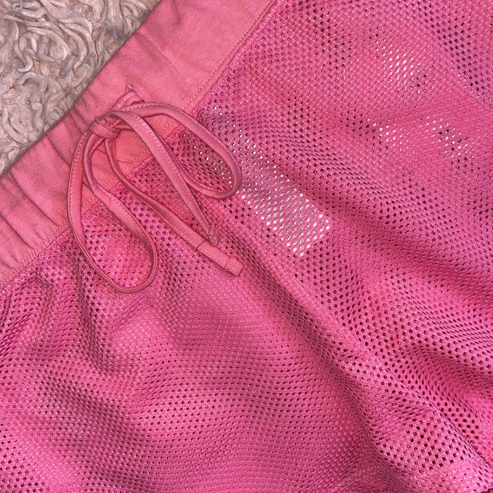 Forever 21 Pink Mesh See-Through Shorts Drawstring Elastic Waist NWT, Size M - Picture 3 of 4